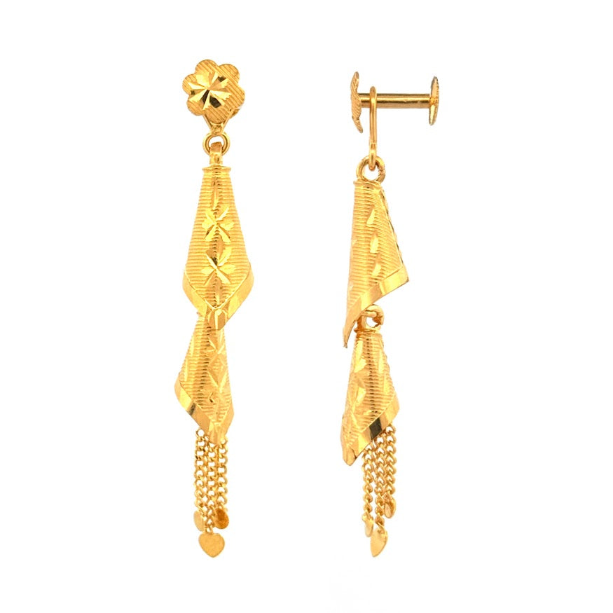 22K Gold Screw Drop Earrings 5.65g
