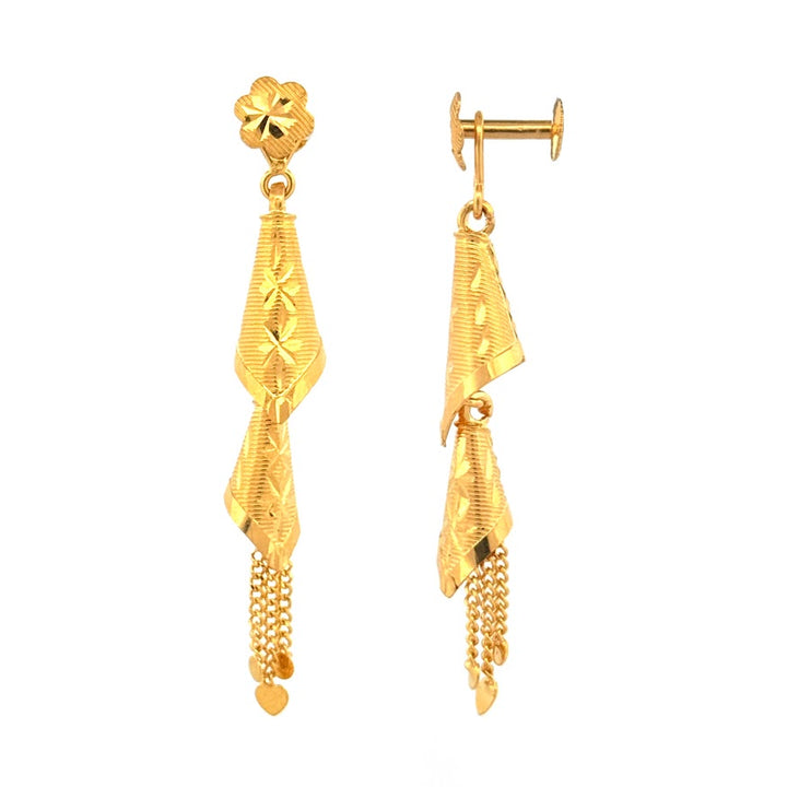 22K Gold Screw Drop Earrings 5.65g