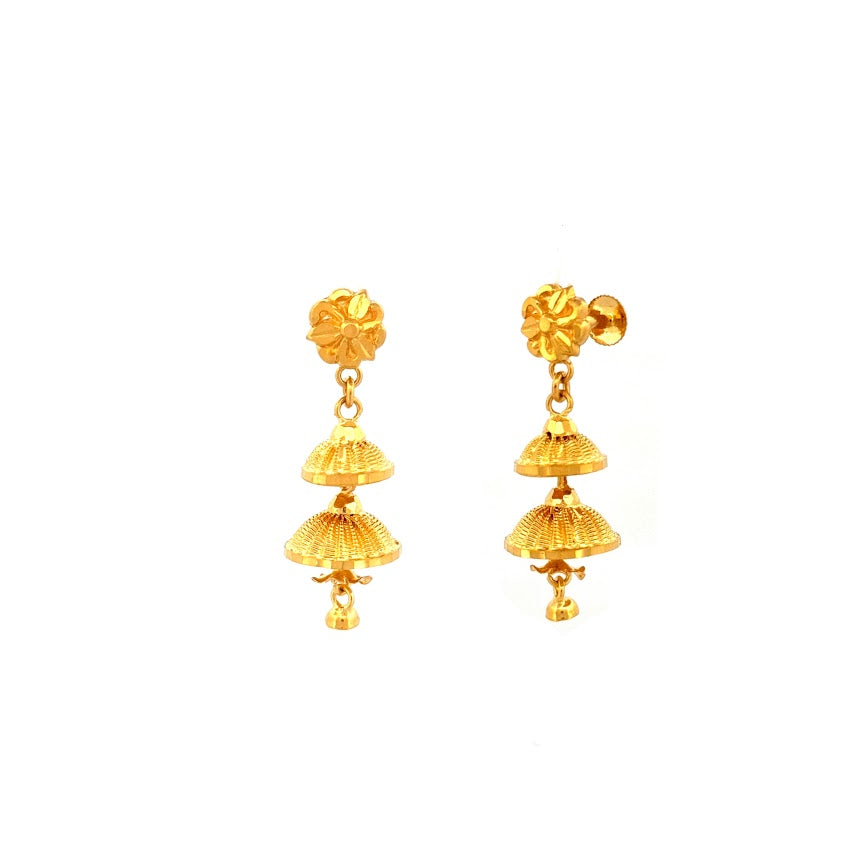 22K Gold Screw Drop Earrings 5.81g