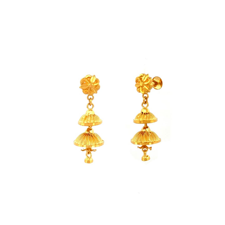 22K Gold Screw Drop Earrings 5.81g
