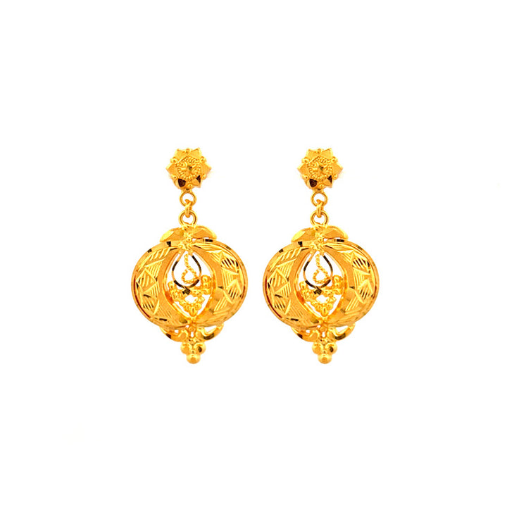 22K Gold Screw Drop Earrings 5.95g
