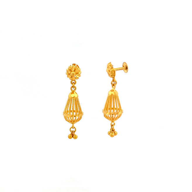 22K Gold Screw Drop Earrings 6.31g