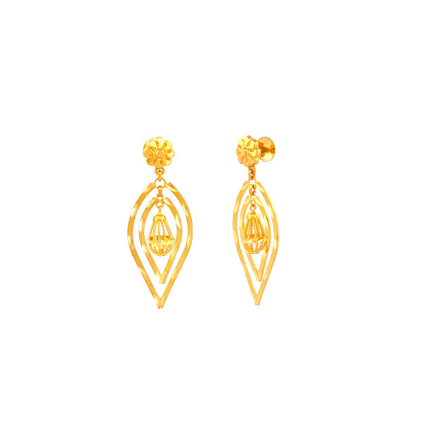 22K Gold Screw Drop Earrings 6.40g