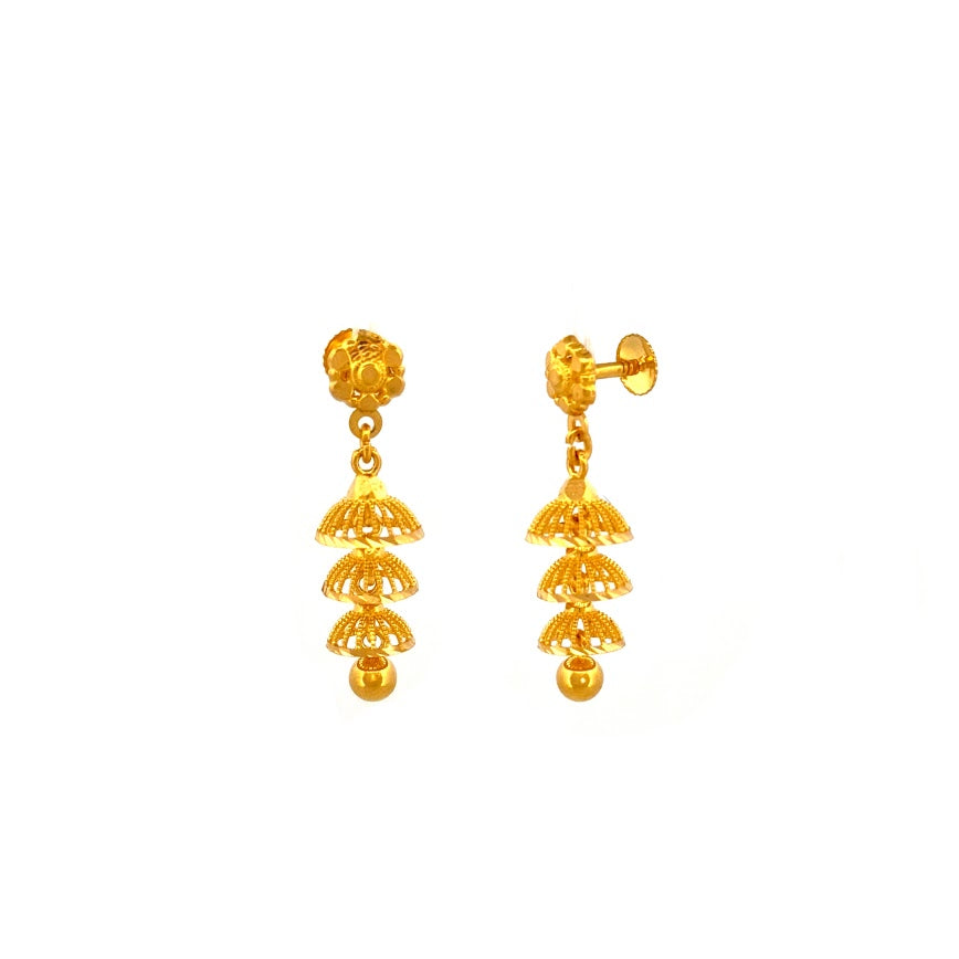 22K Gold Screw Drop Earrings 6.48g