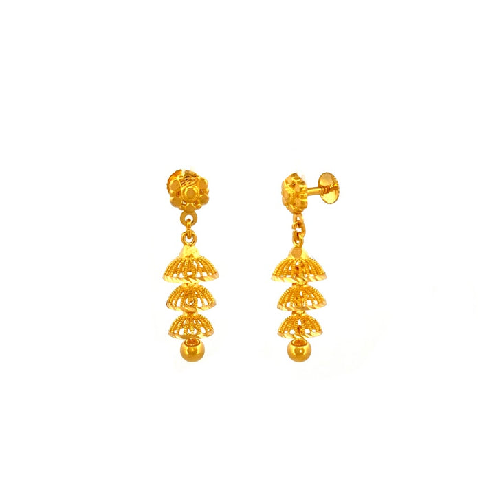 22K Gold Screw Drop Earrings 6.48g