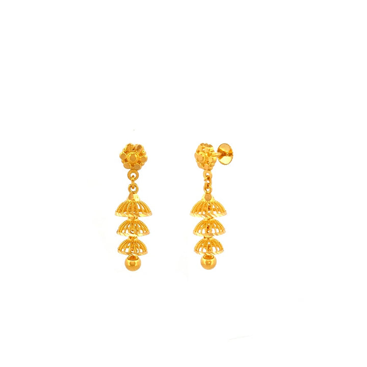 22K Gold Screw Drop Earrings 6.50g