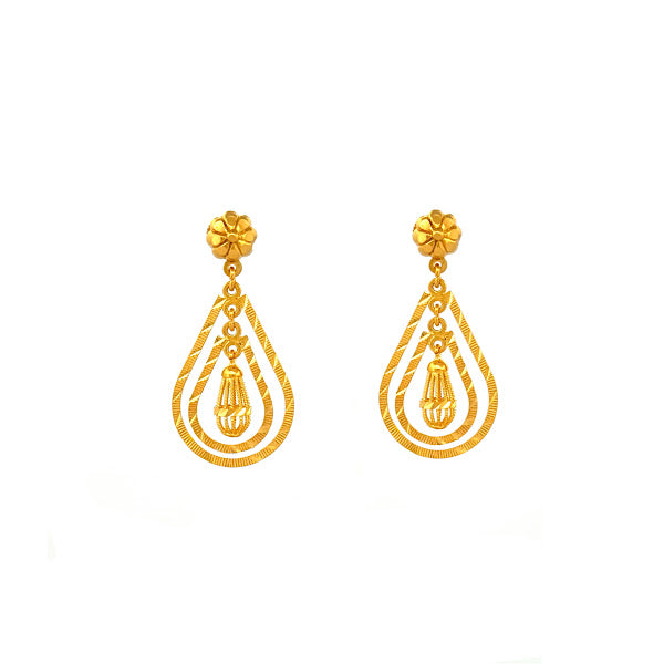 22K Gold Screw Drop Earrings 6.57g