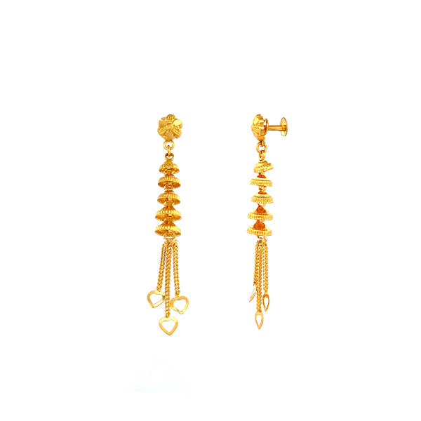 22K Gold Screw Drop Earrings 6.69g