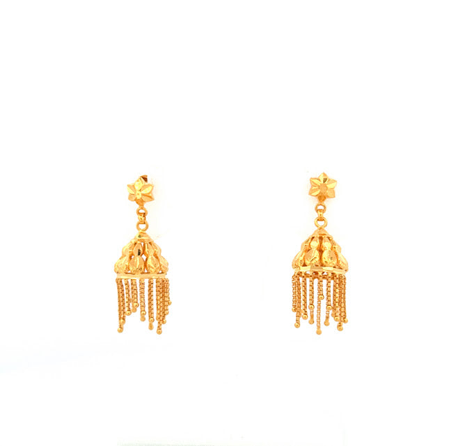 22K Gold Screw Drop Earrings 6.96g
