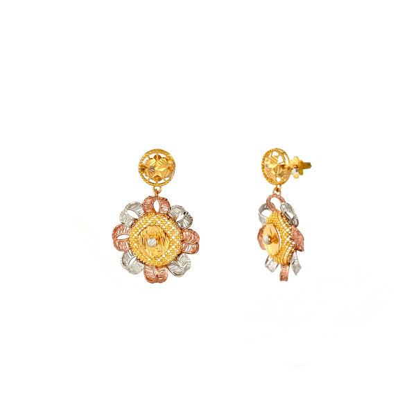 22K Gold Screw Drop Earrings 7.08g
