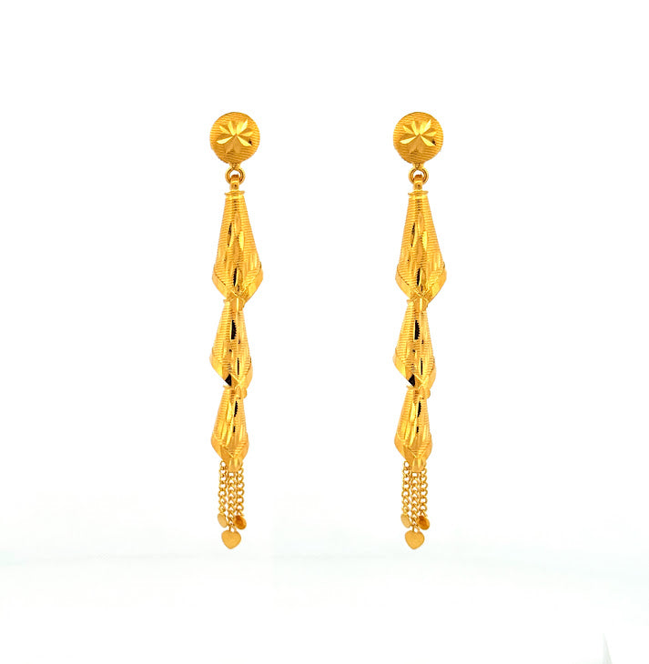 22K Gold Screw Drop Earrings 7.36g