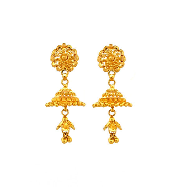 22K Gold Screw Drop Earrings 7.57g