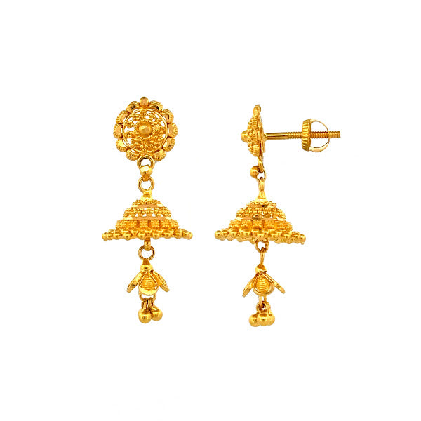 22K Gold Screw Drop Earrings 7.57g_1