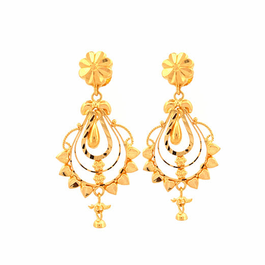 22K Gold Screw Drop Earrings 7.59g