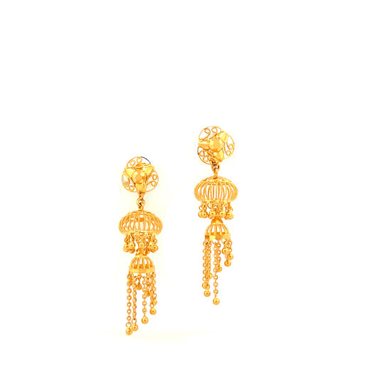22K Gold Screw Drop Earrings 7.59g