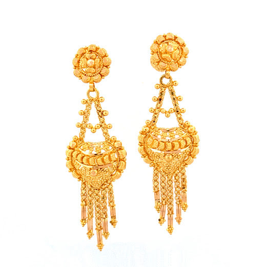 22K Gold Screw Drop Earrings 8.49g