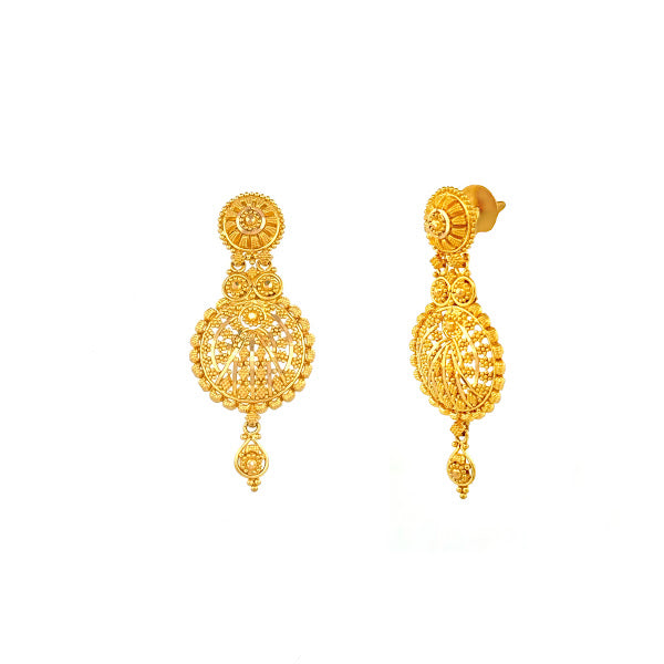 22K Gold Screw Drop Earrings 9.93g