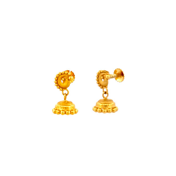 22K Gold Screw Drop Jhumka Earrings 2.10g