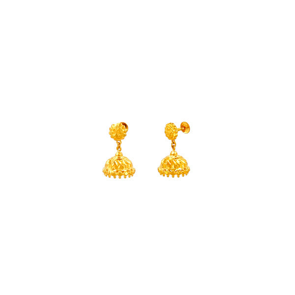 22K Gold Screw Drop Jhumka Earrings 4.53g