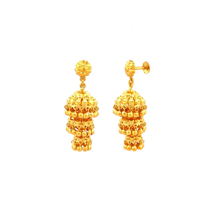 22K Gold Screw Drop Jumka Earrings 15.87g
