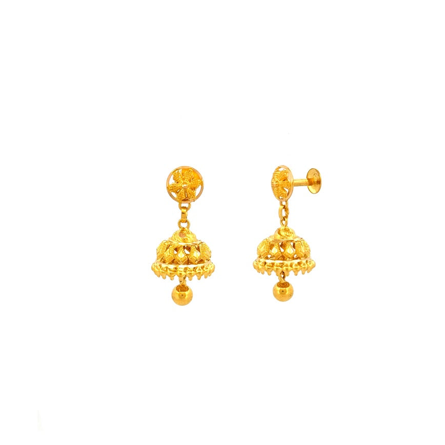 22K Gold Screw Drop Jumka Earrings 4.33g