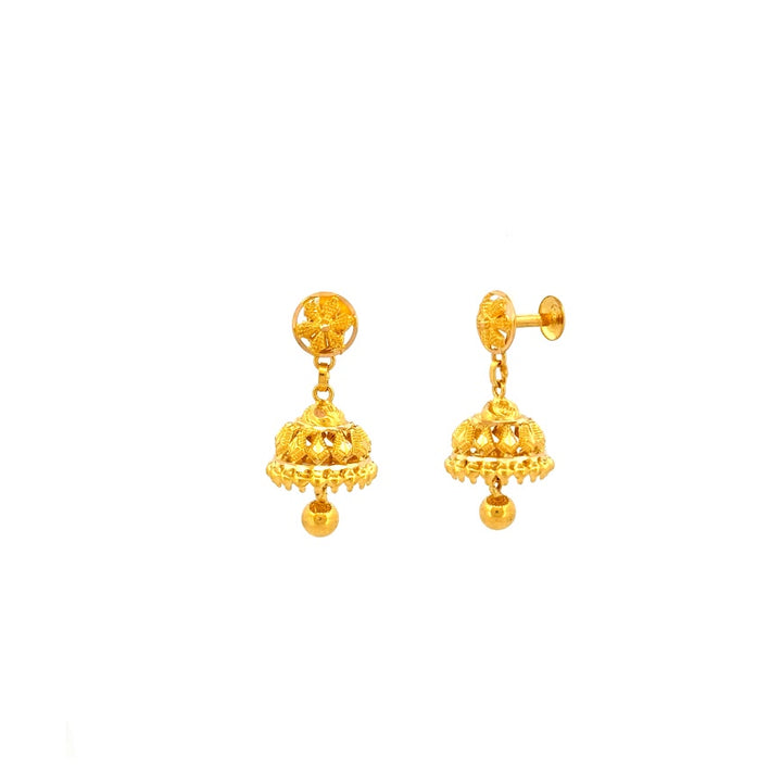 22K Gold Screw Drop Jumka Earrings 4.33g