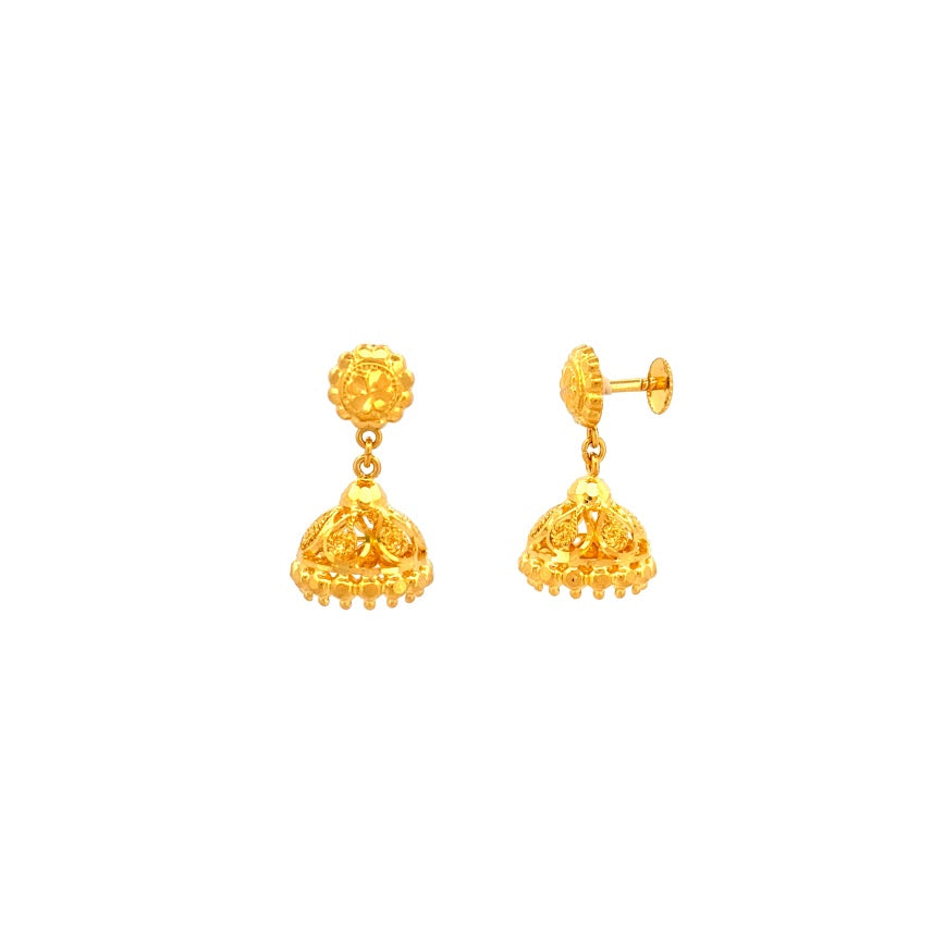 22K Gold Screw Drop Jumka Earrings 5.07g