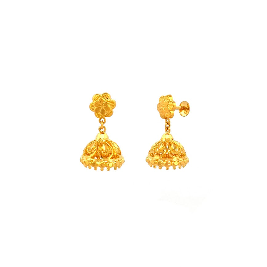 22K Gold Screw Drop Jumka Earrings 5.74g