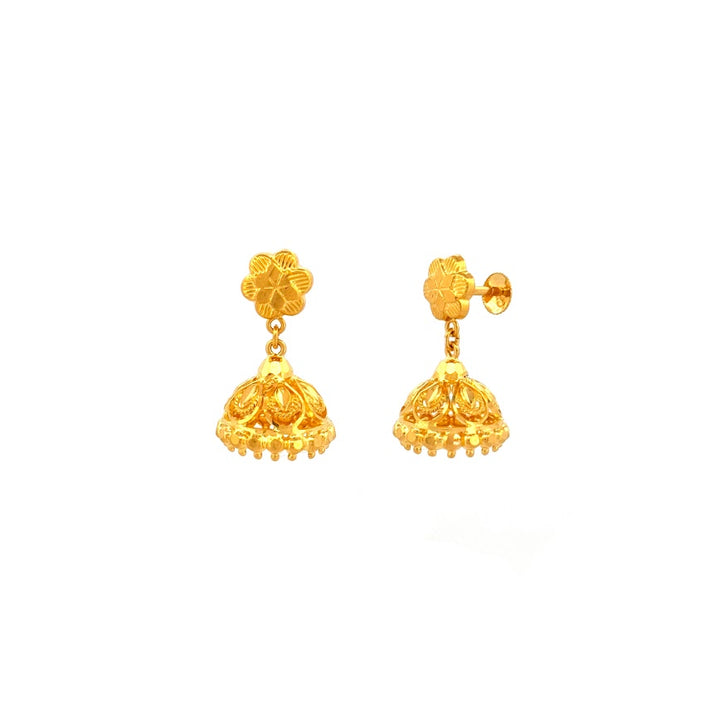 22K Gold Screw Drop Jumka Earrings 5.74g