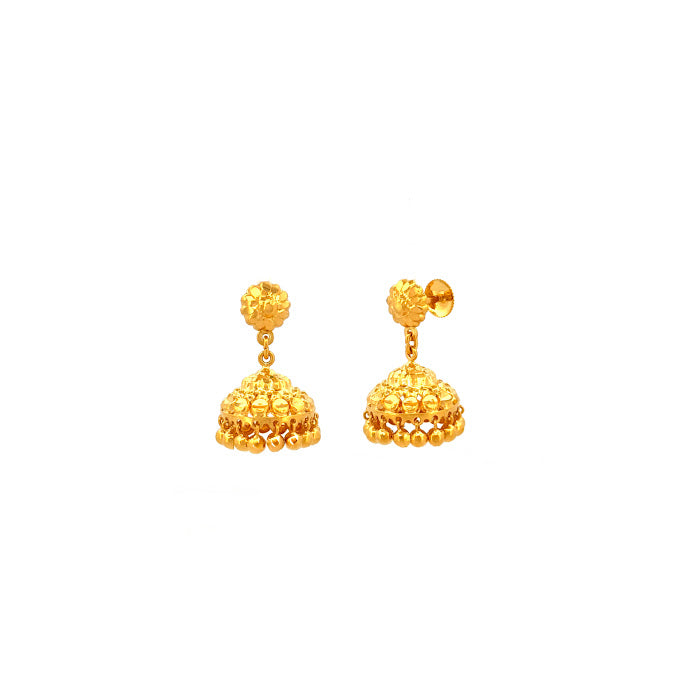 22K Gold Screw Drop Jumka Earrings 7.59g