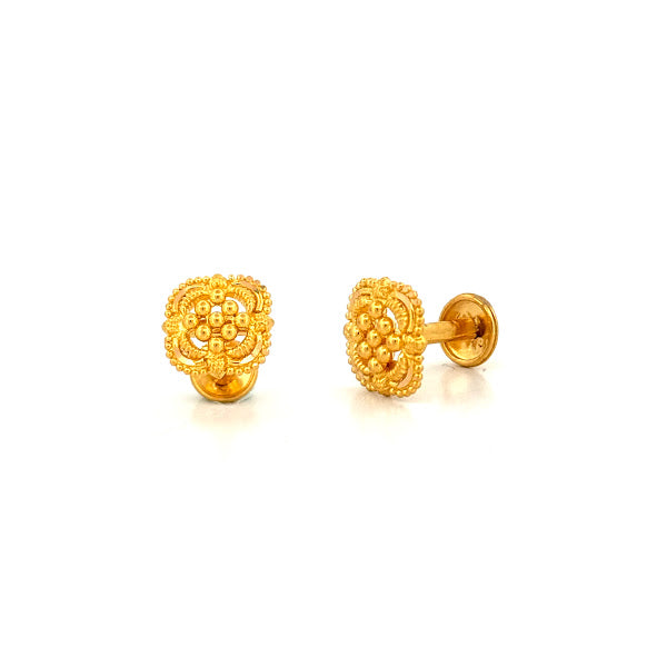 22K Gold Screw Earrings 2.07g