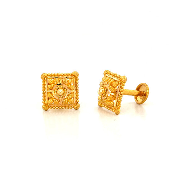 22K Gold Screw Earrings 3.17g