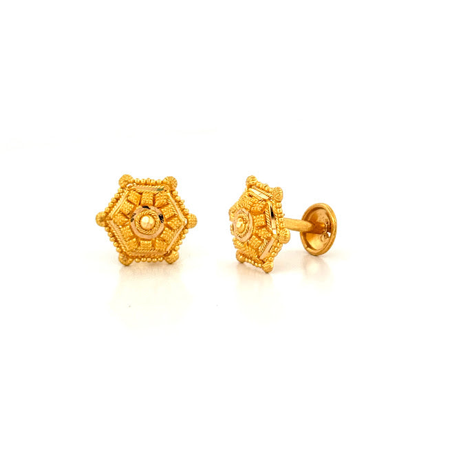 22K Gold Screw Earrings 3.24g