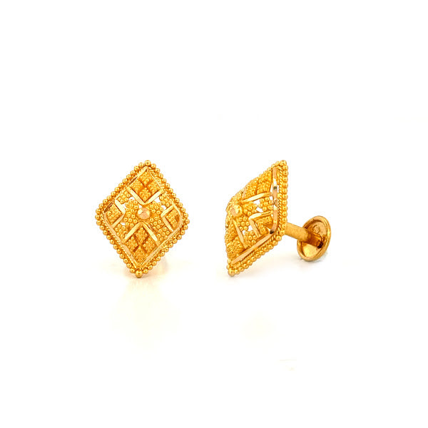 22K Gold Screw Earrings 3.85g 