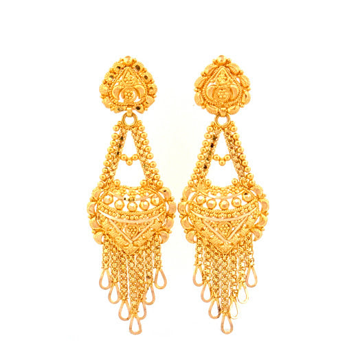 22K Screw Drop Gold Earring 10.43g