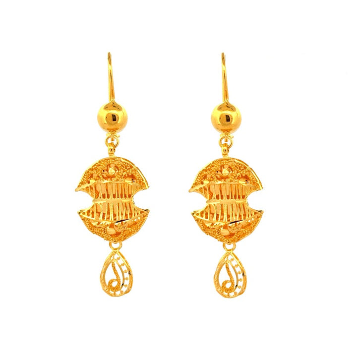 22k Gold Hook Drop Earrings 6.35g