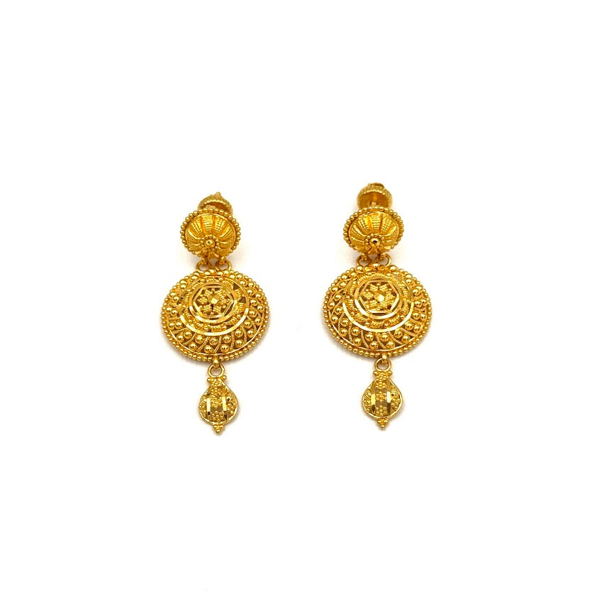 22k Gold Screw Drop Earrings 9.04g