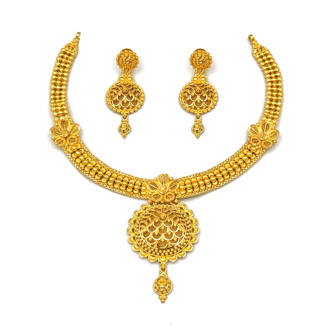 22K Gold Necklace & Earrings 42.83g