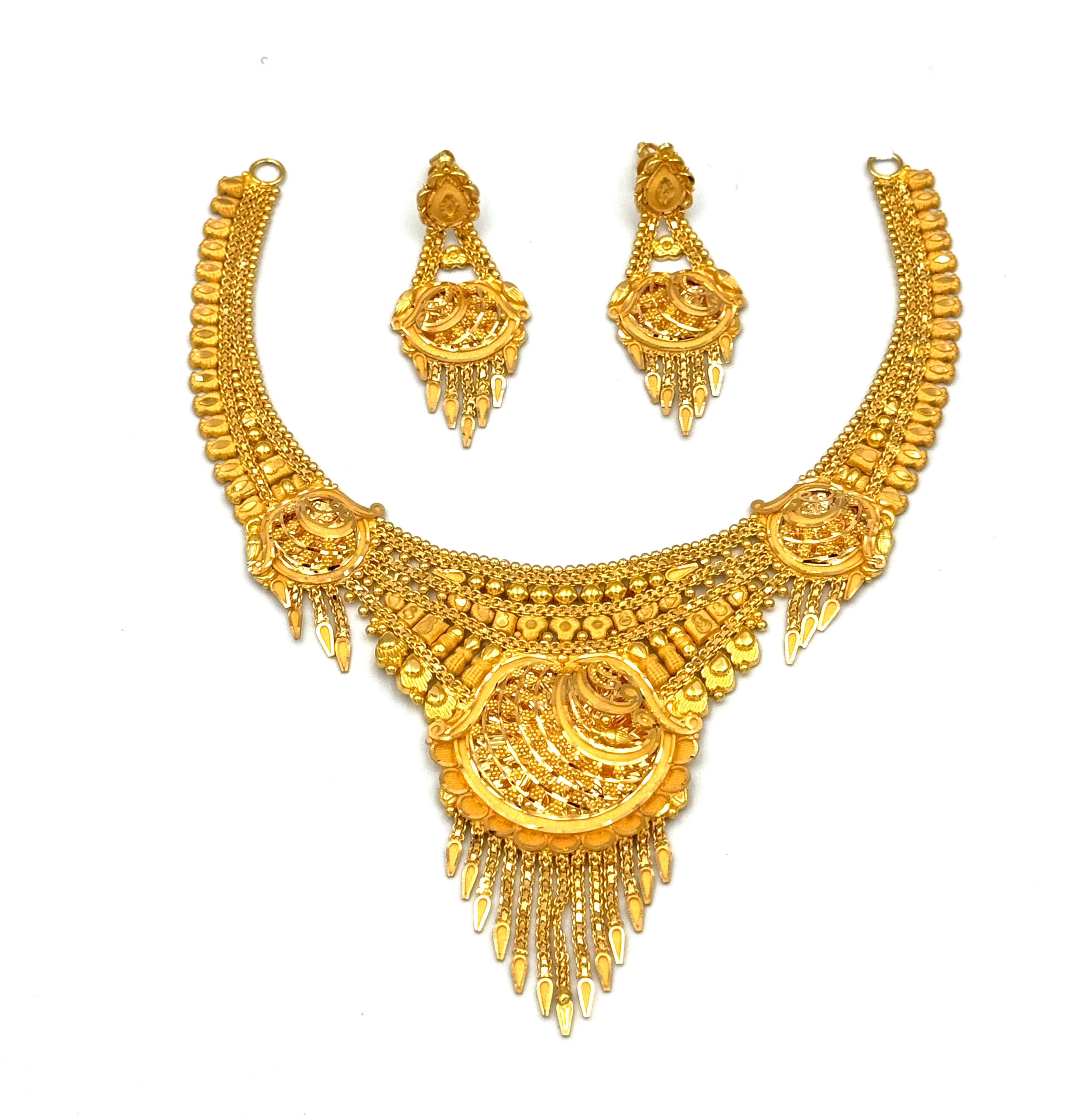 22K Gold Necklace & Earrings 35.03g
