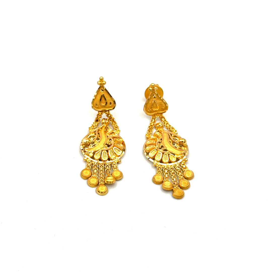22K Gold Screw Drop Earrings 4.92g