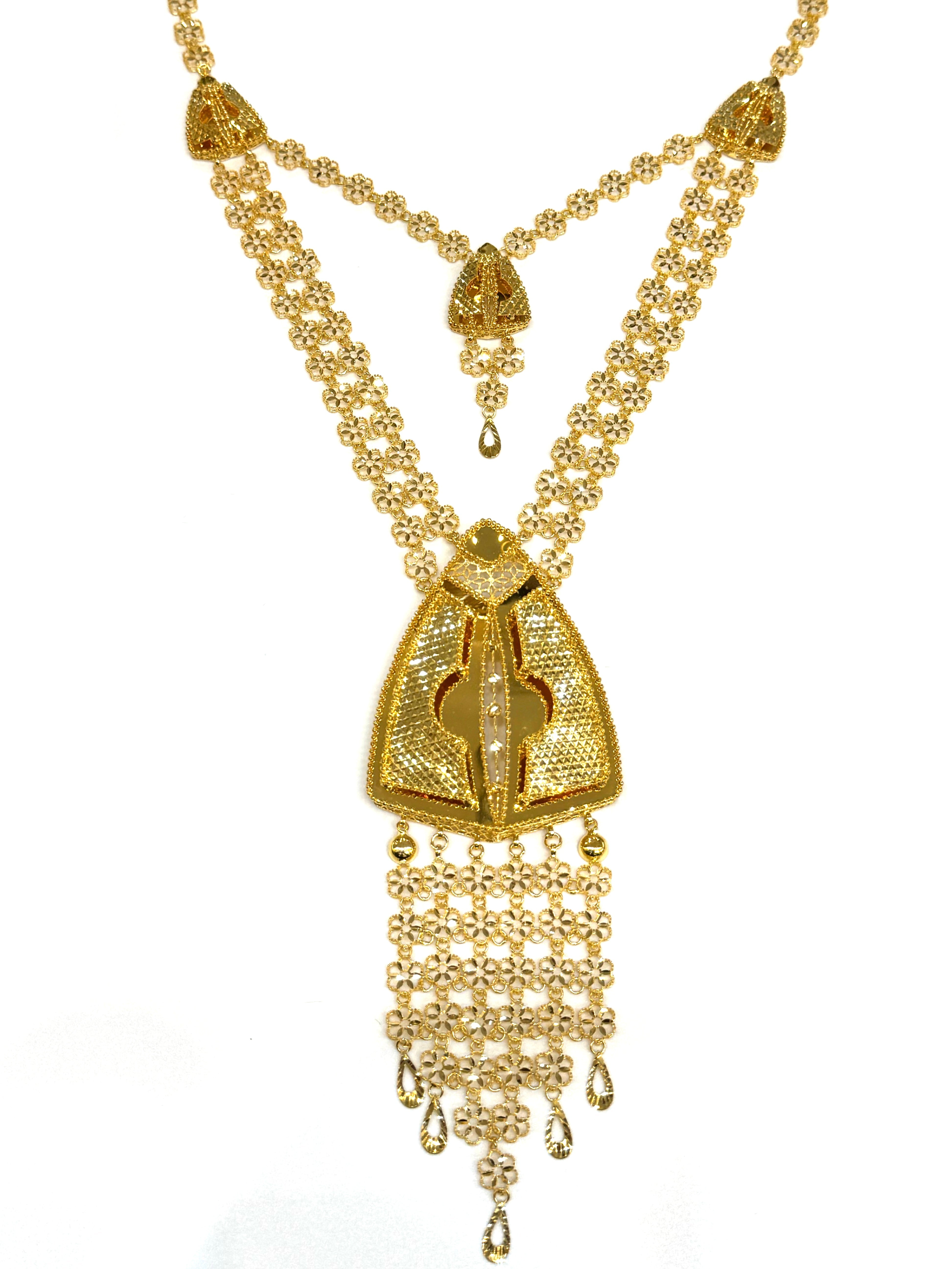 22K Gold Necklace Earrings & Ring 82.89g