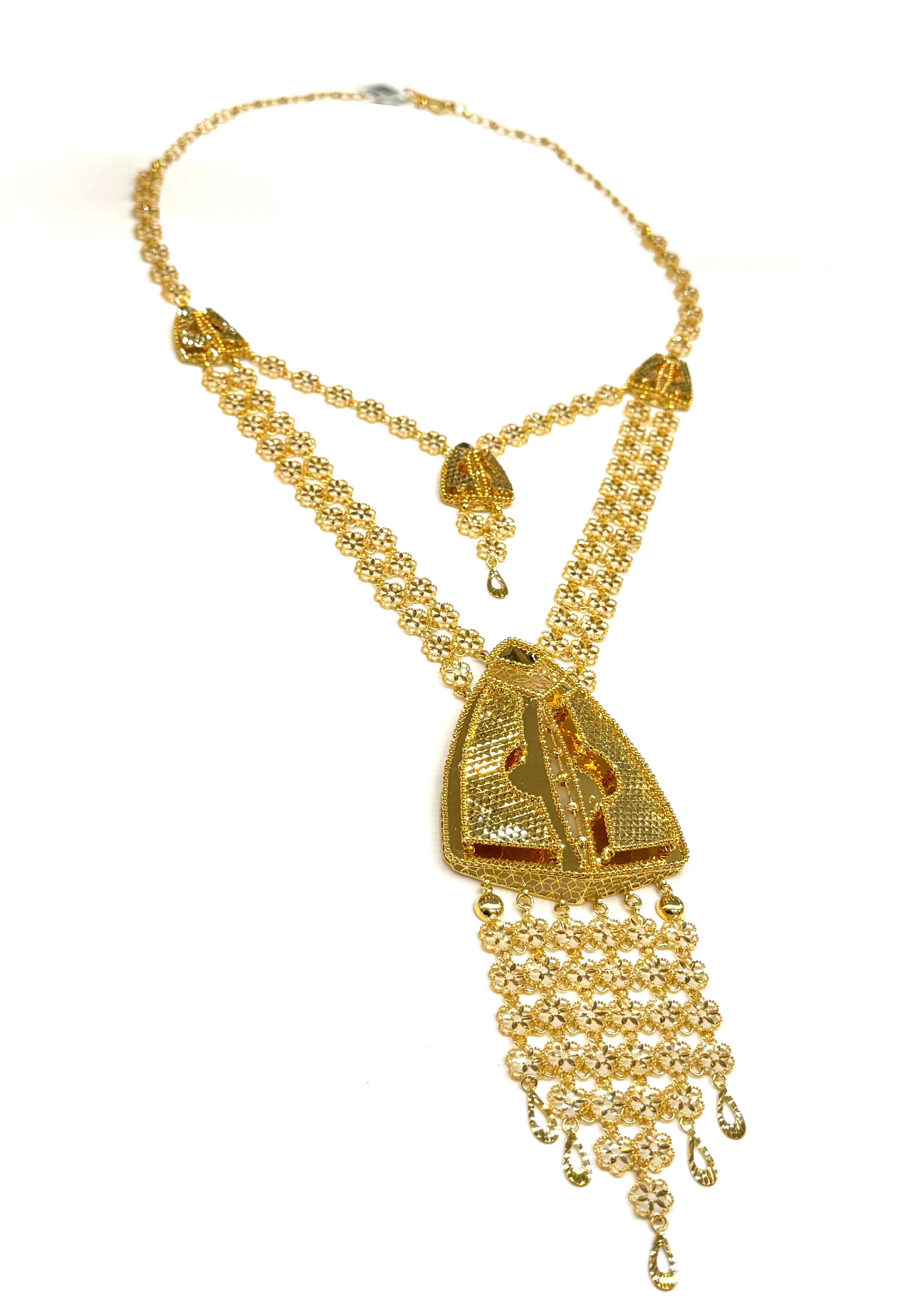 22K Gold Necklace Earrings & Ring 82.89g