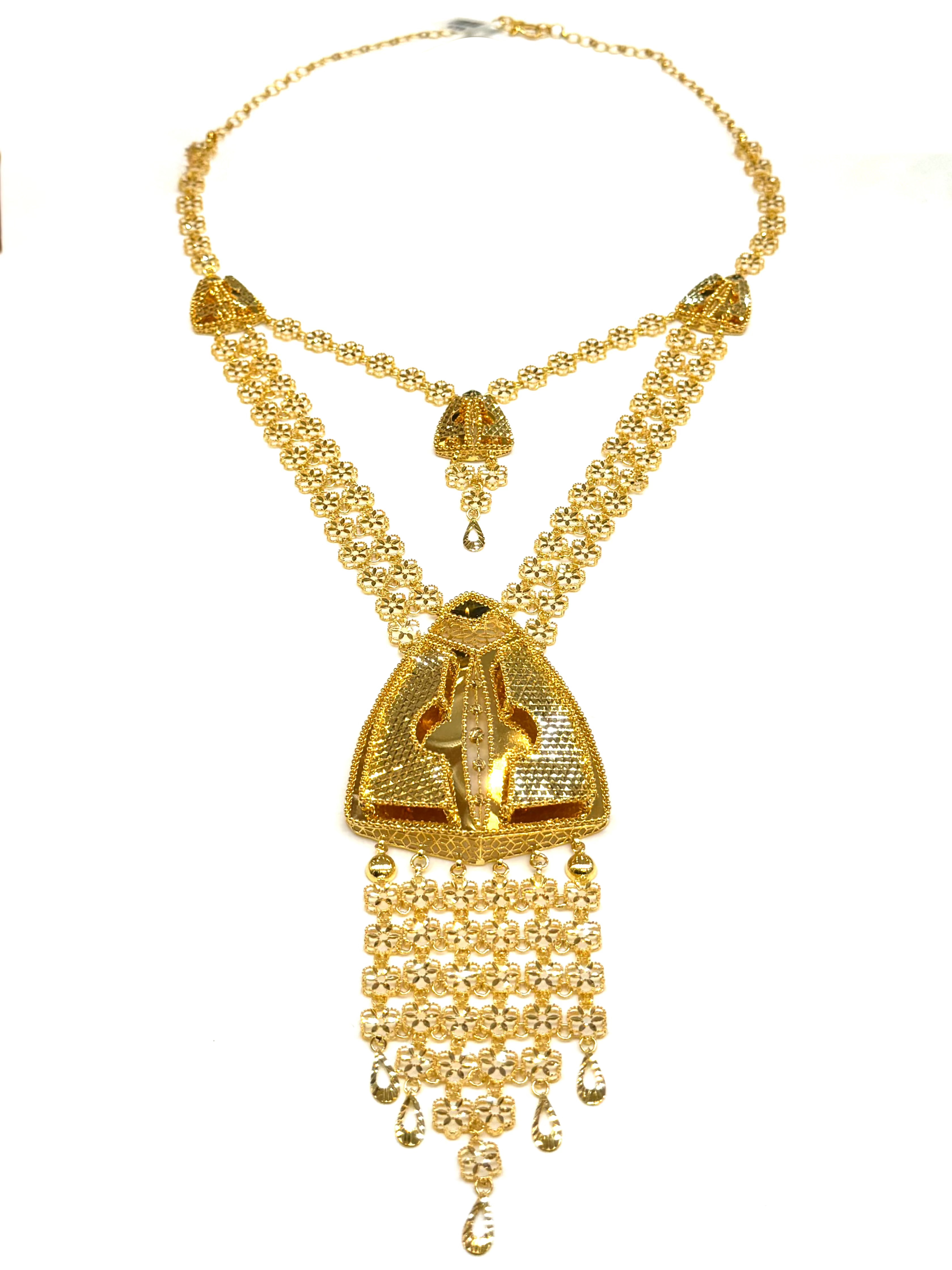 22K Gold Necklace Earrings & Ring 82.89g